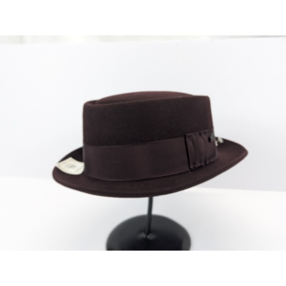 Bailey Jett Pork Pie Burgundy 100% Wool Hat Fedora Mens XL Bollman Company - Picture 9 of 13